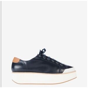 Flamingos Life‎ Navy Blue Leather Platform Sneakers Made in Spain Women 37